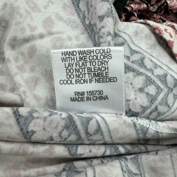 Rose + Olive Womens Size L Long Cutout Sleeve Tunic Orange Rust Bohemian Mandala - Picture 7 of 10